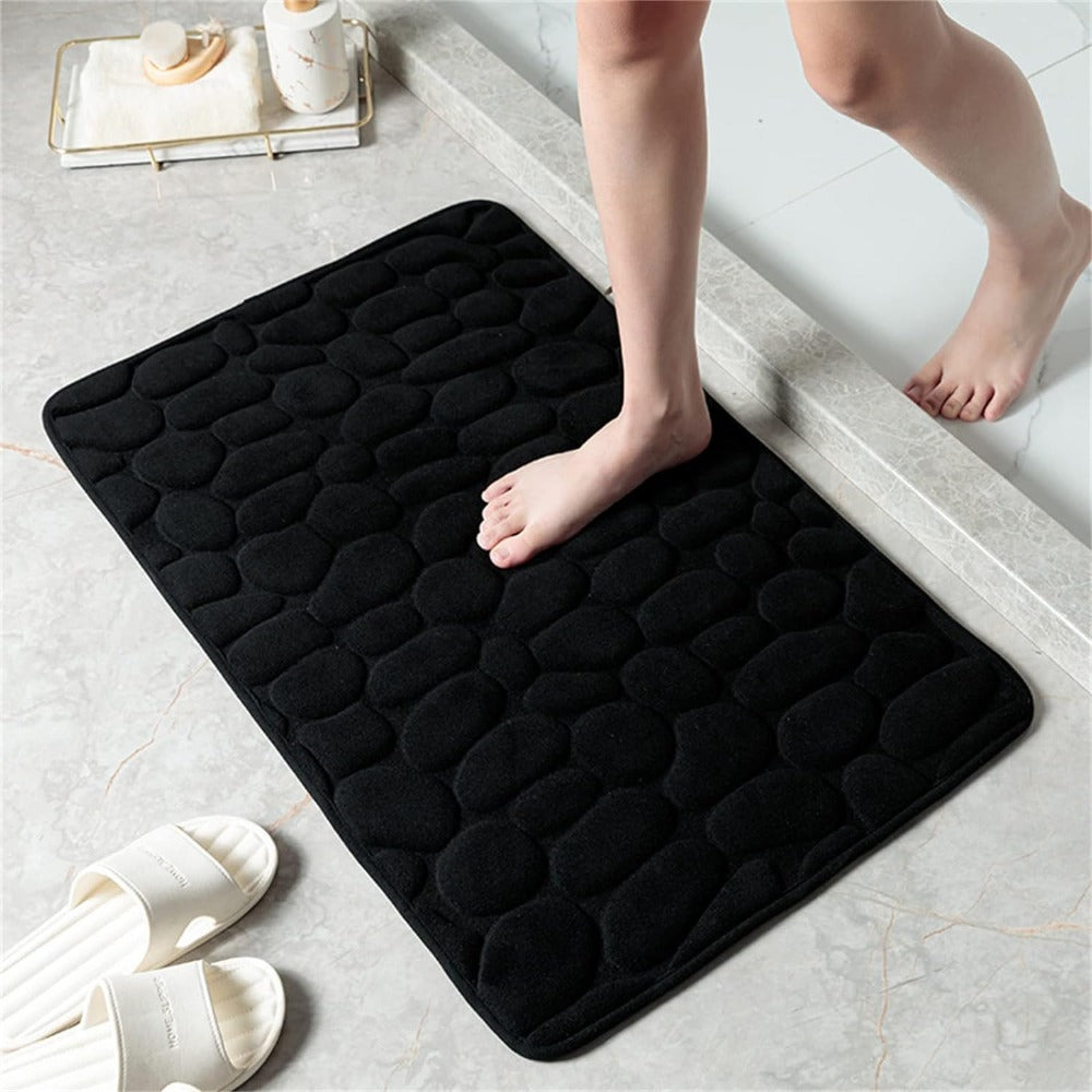 Plush Cobblestone Bath Mat with Non Slip Base