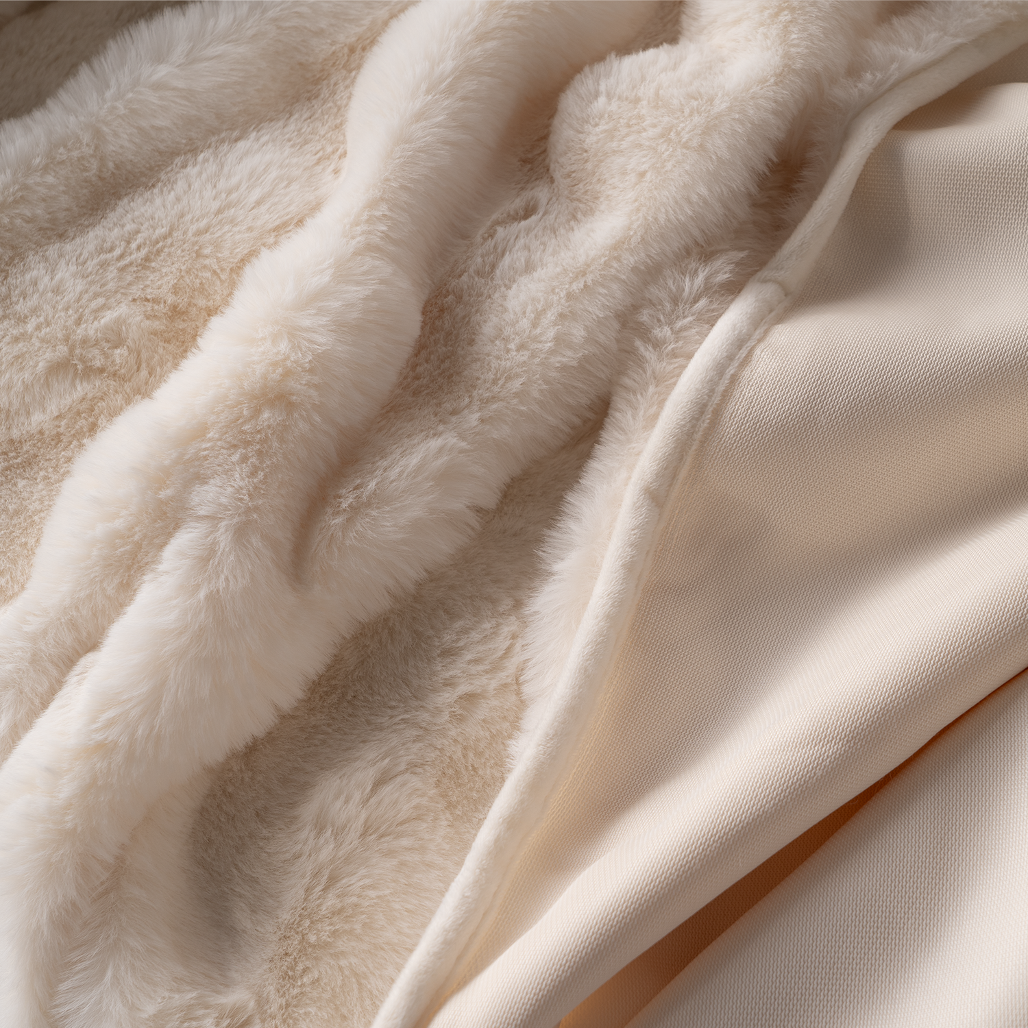 Plush Faux Fur Sofa Cover with Ribbed Texture