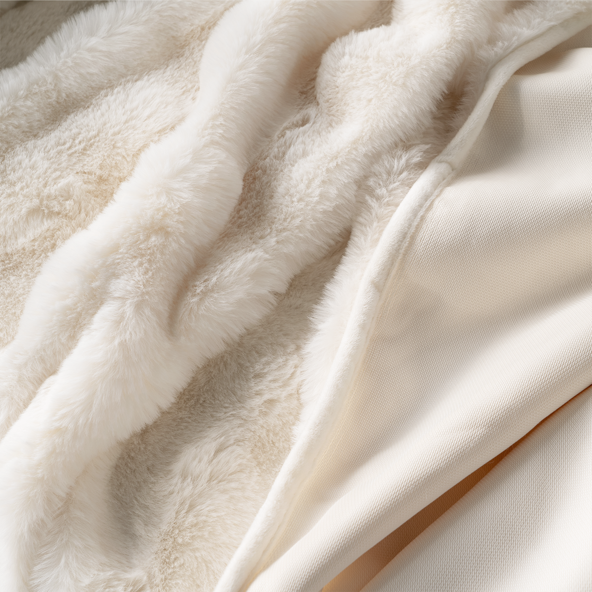 Plush Faux Fur Sofa Cover with Ribbed Texture