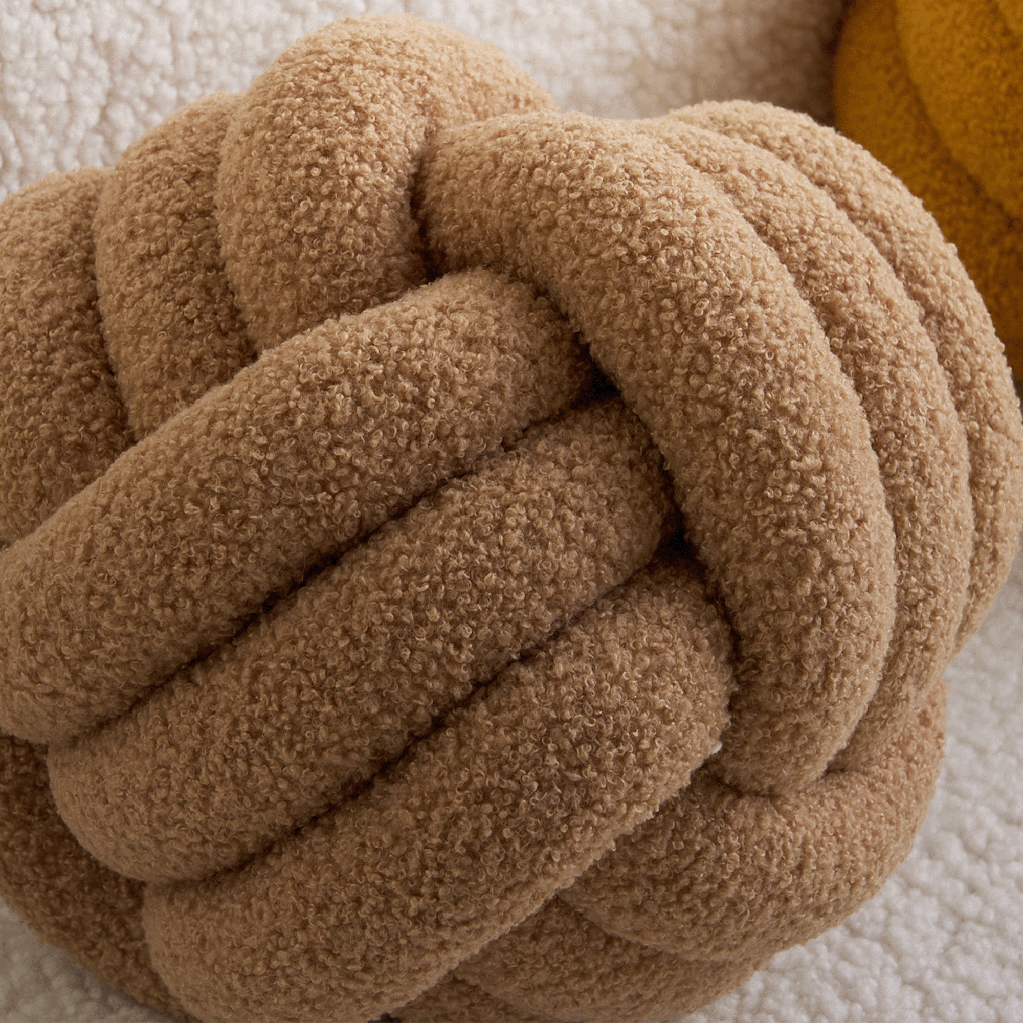 Plush Knot Ball Pillow with Berber Texture