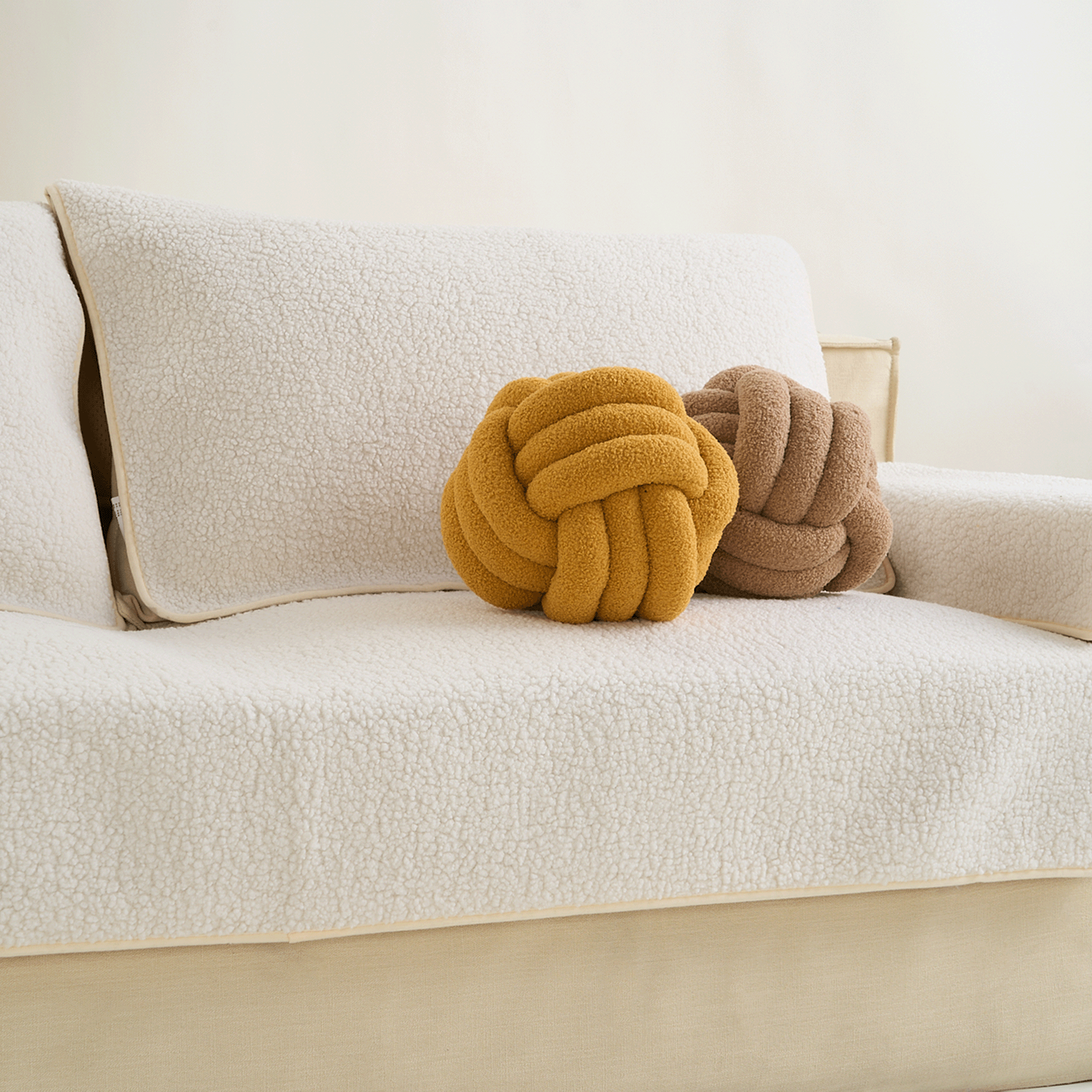 Plush Knot Ball Pillow with Berber Texture