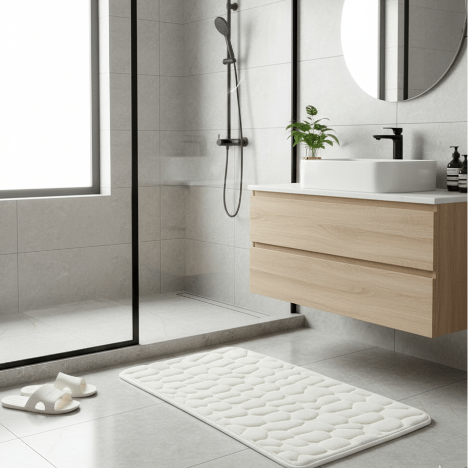 Plush Quilted Bath Mat with Non-Slip Backing