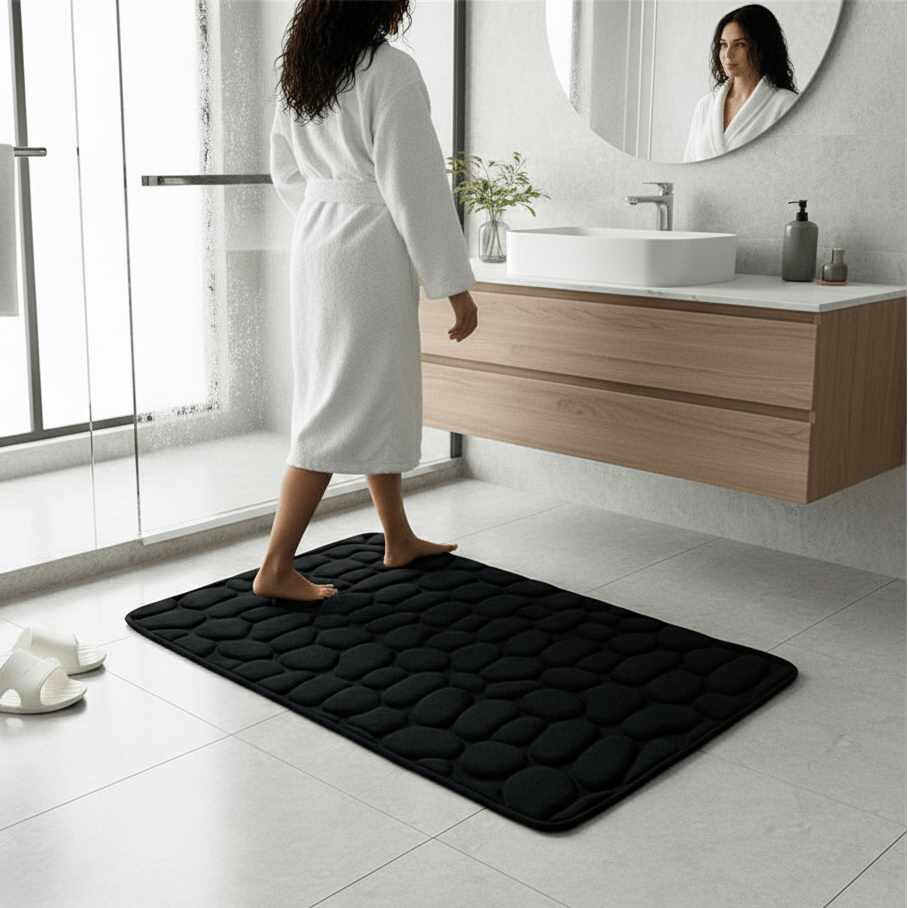 Plush Quilted Bath Mat with Non-Slip Backing