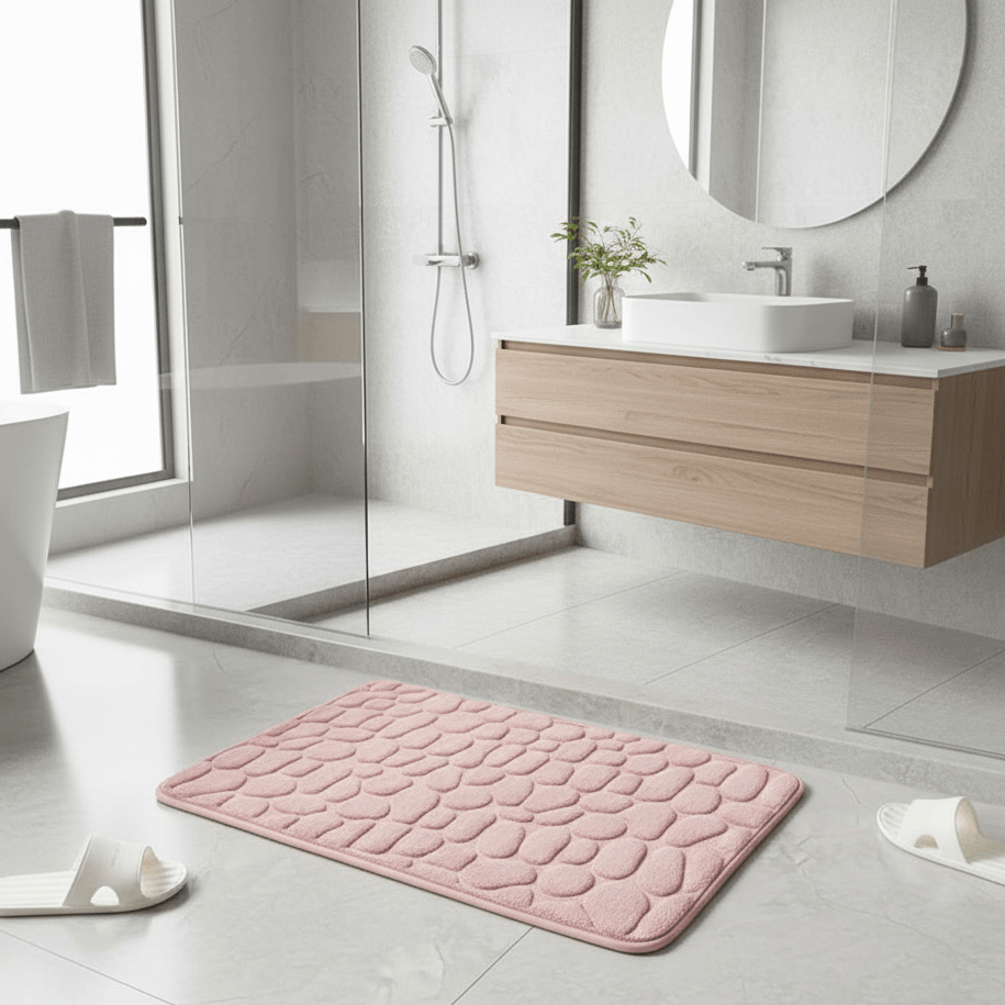 Plush Quilted Bath Mat with Non-Slip Backing