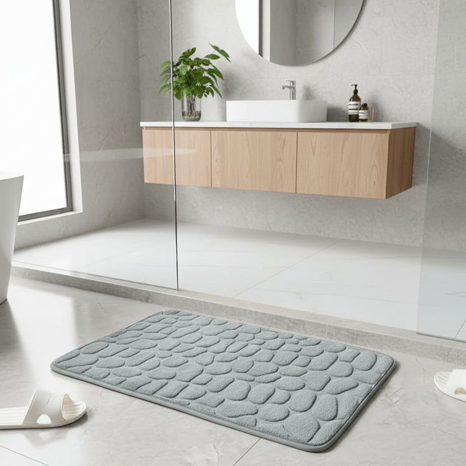 Plush Quilted Bath Mat with Non-Slip Backing