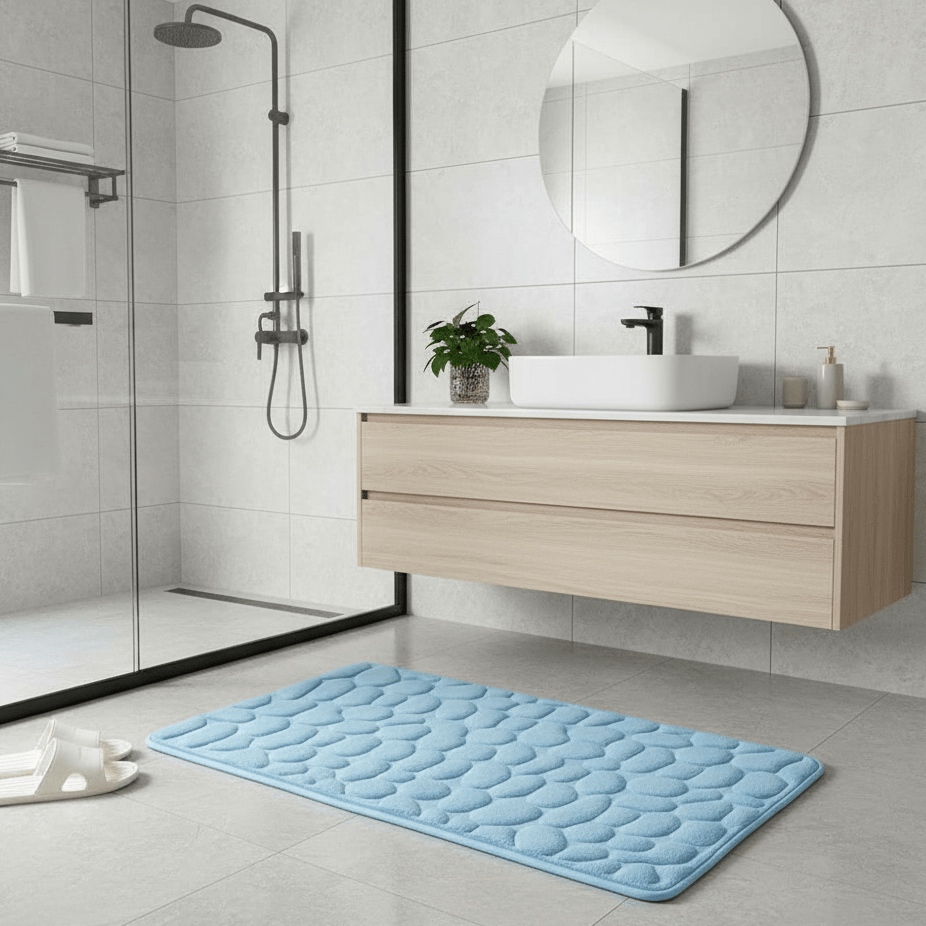 Plush Quilted Bath Mat with Non-Slip Backing