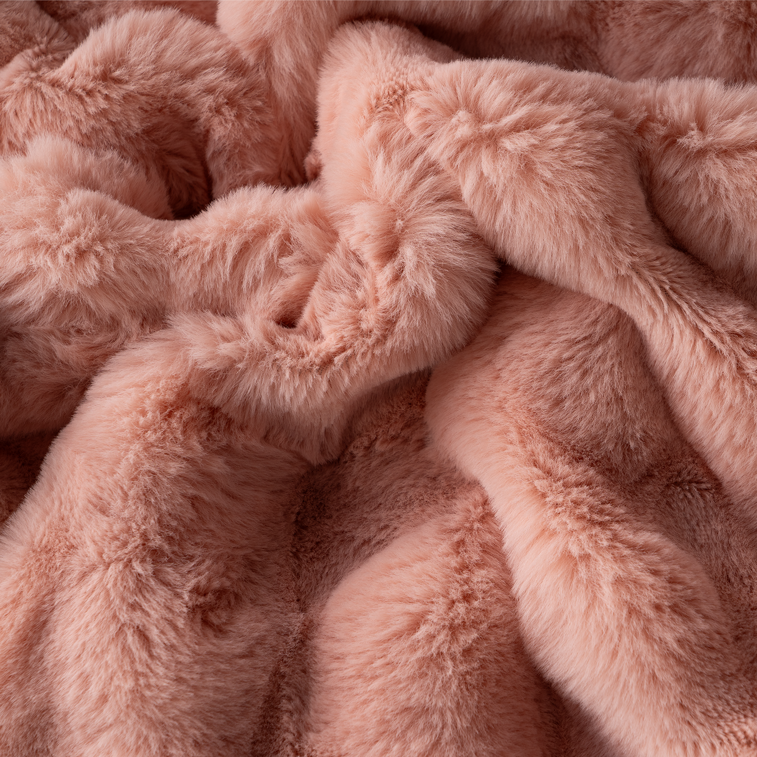Plush Rabbit Fur Throw with Ruched Texture