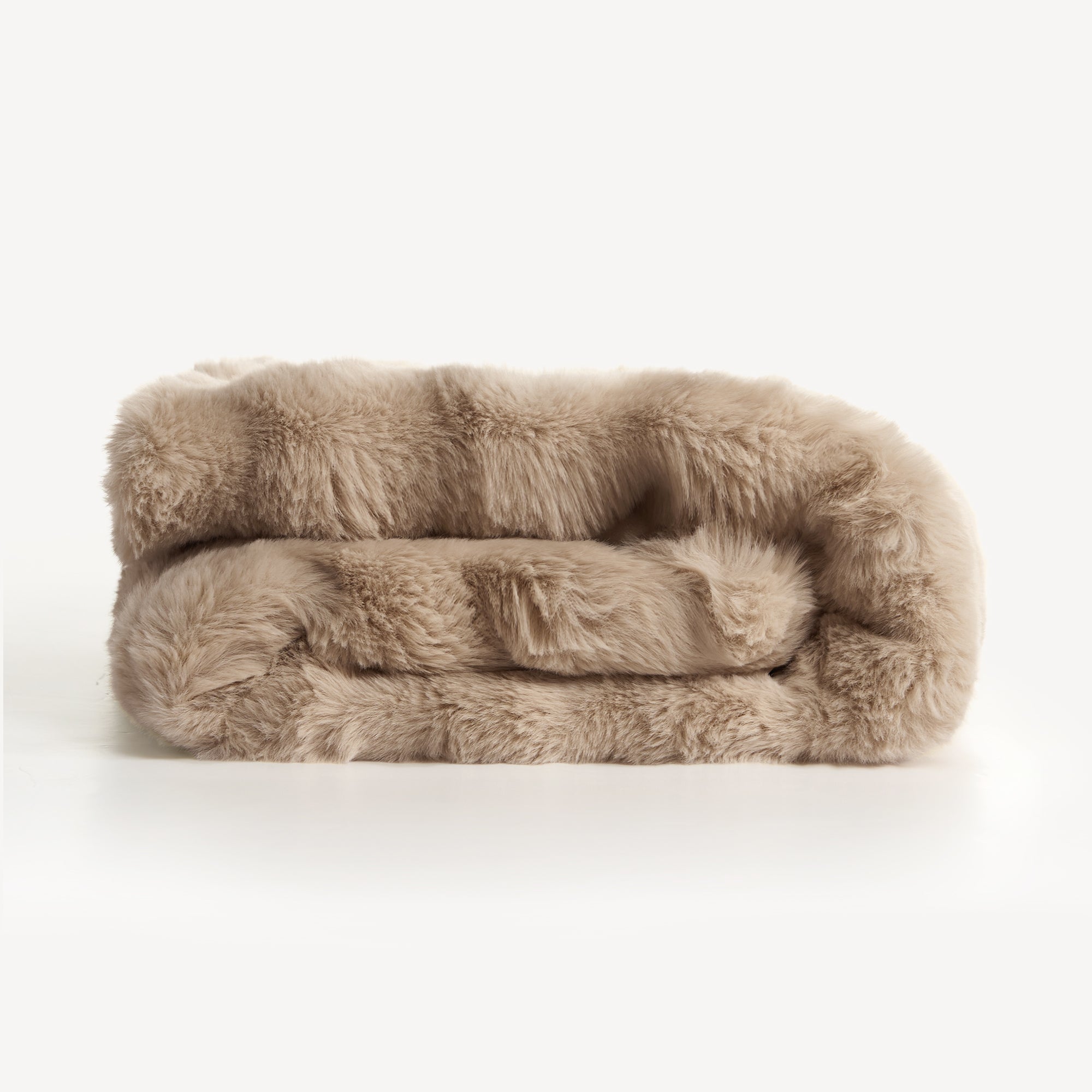 Plush Rabbit Fur Throw with Ruched Texture