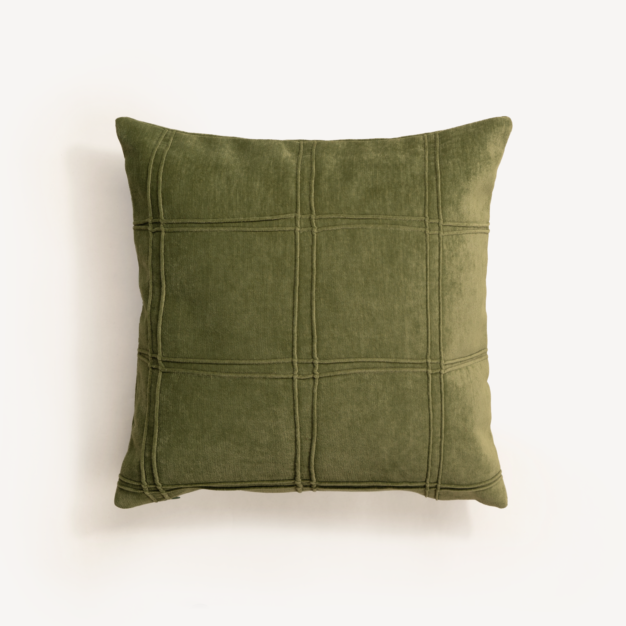 Plush Textured Pillow Cover with Grid Design