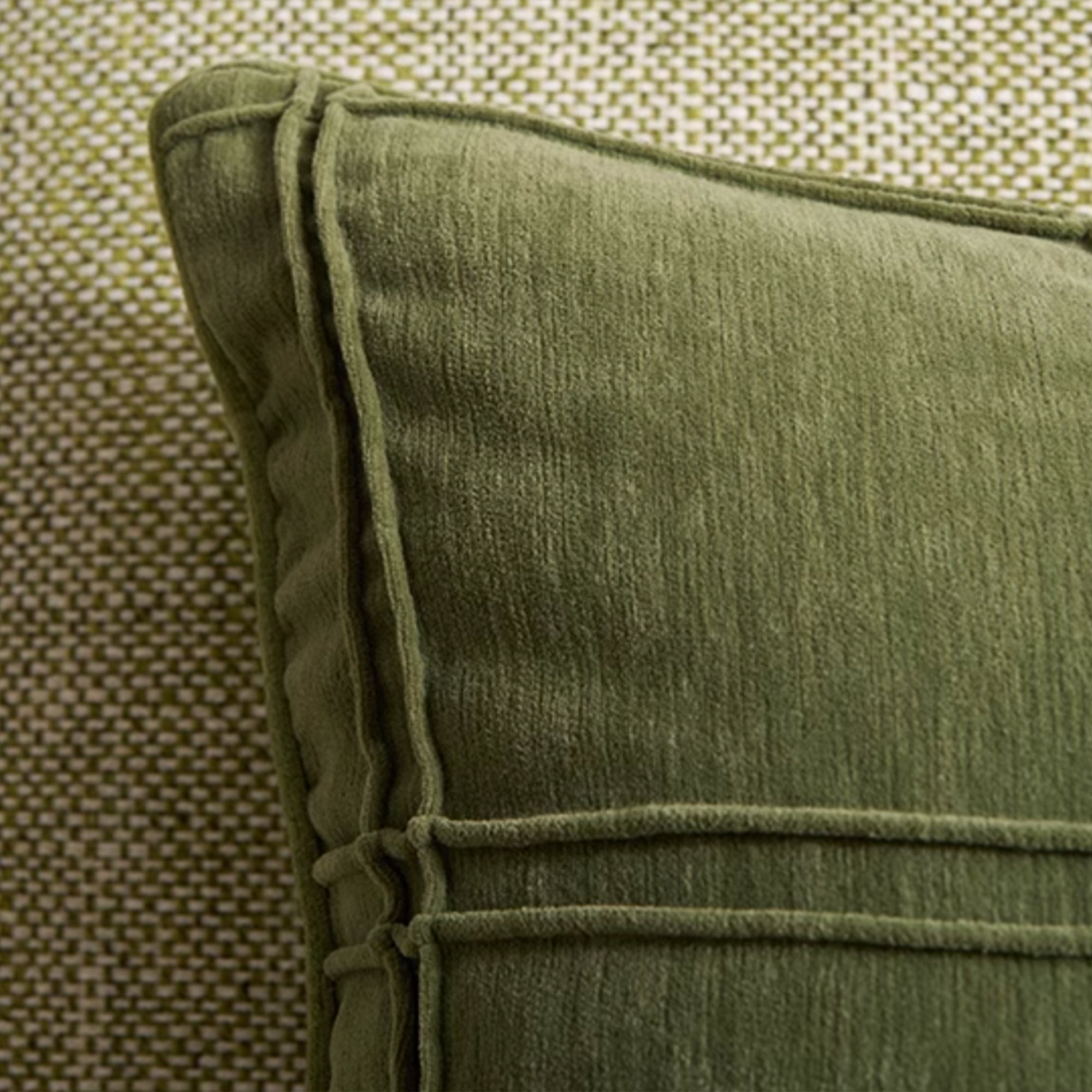 Plush Textured Pillow Cover with Grid Design