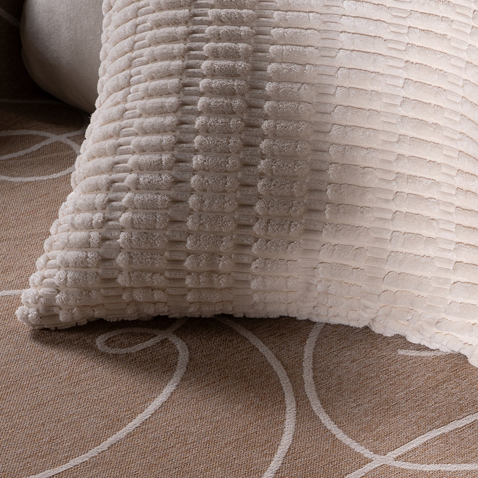 Plush Textured Pillow Cover with Grid Design