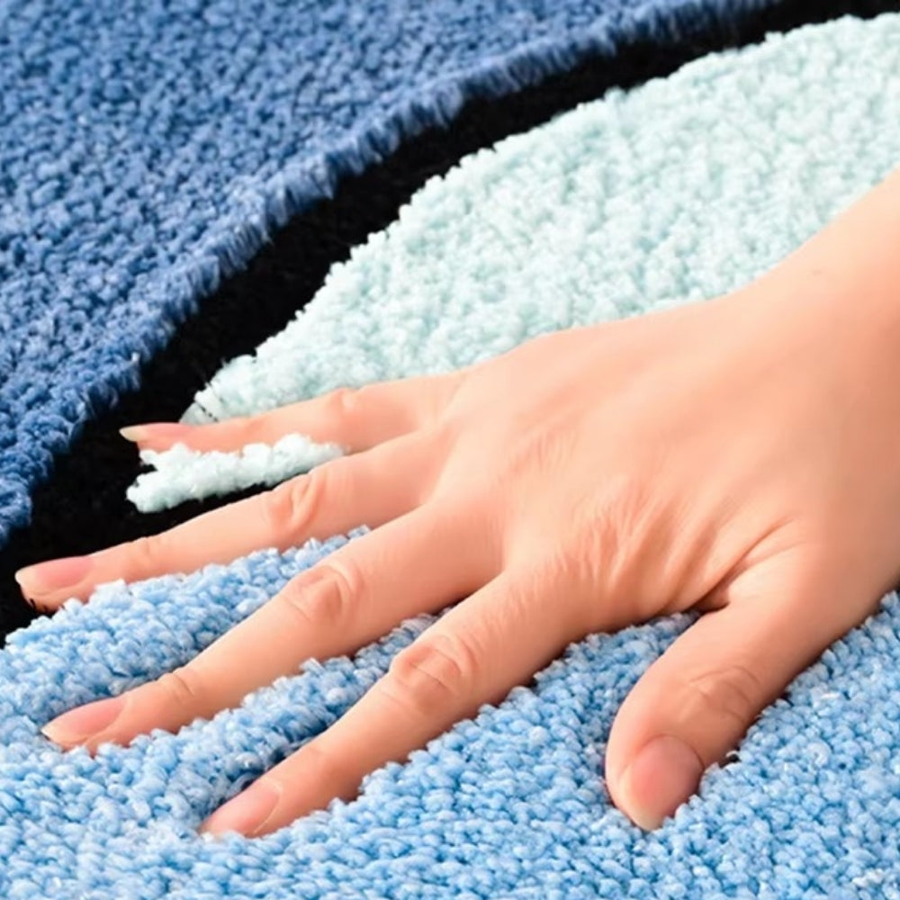 Plush Wave Bathroom Mat with Non Slip Backing
