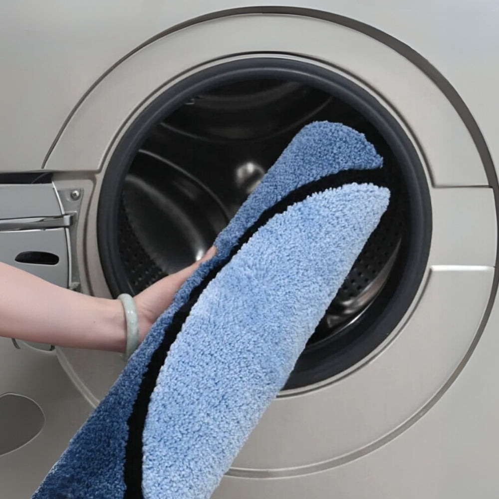 Plush Wave Bathroom Mat with Non Slip Backing