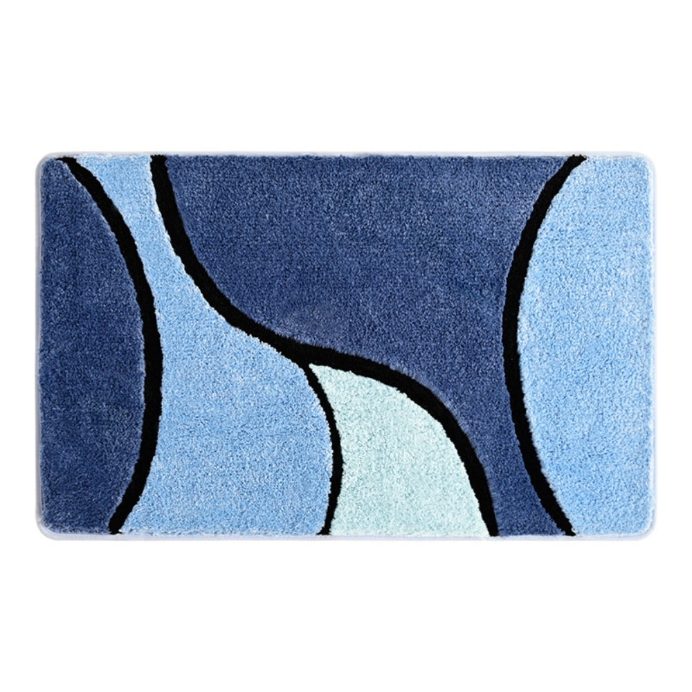 Plush Wave Bathroom Mat with Non Slip Backing