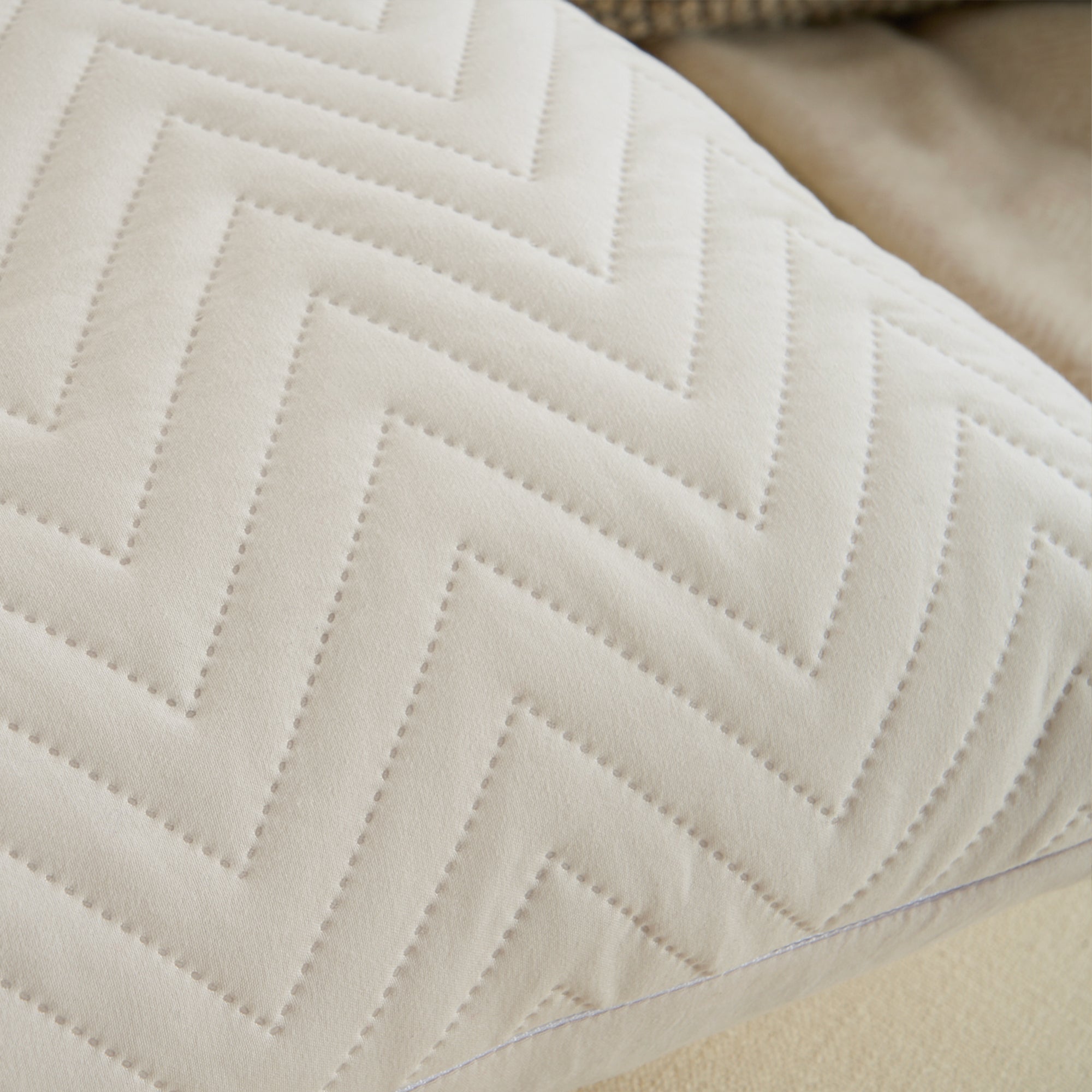 Quilted Pillow Cover Set with Chevron Stitch