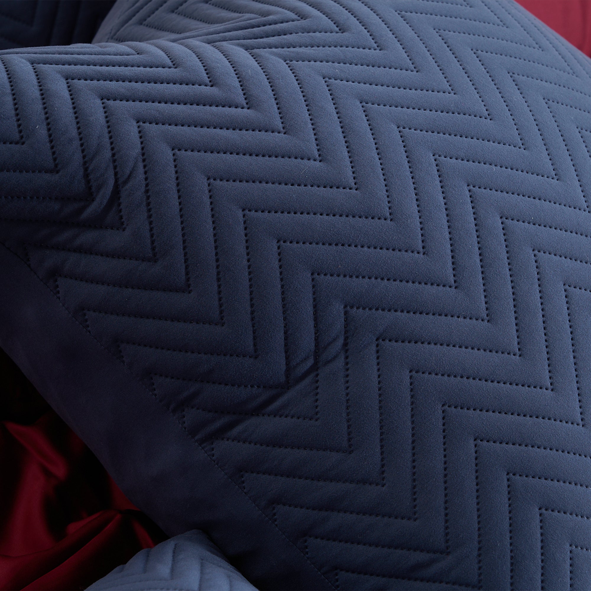 Quilted Pillow Cover Set with Chevron Stitch