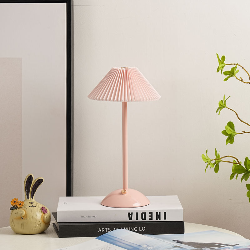 Rechargeable Brass Pleated Cordless Table Lamp