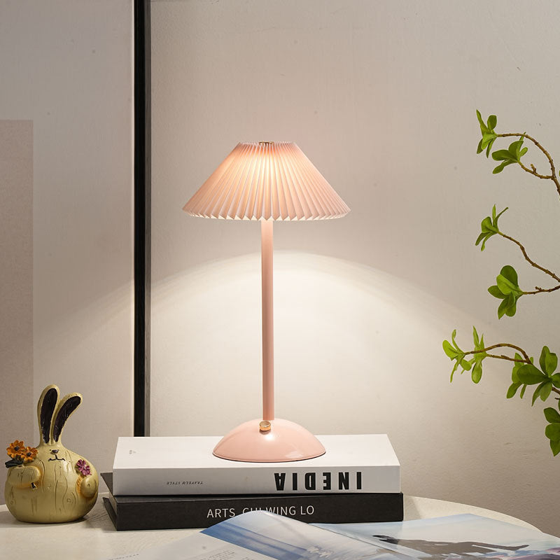 Rechargeable Brass Pleated Cordless Table Lamp