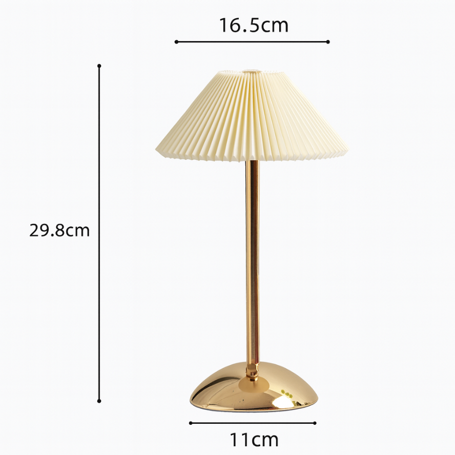 Rechargeable Brass Pleated Cordless Table Lamp
