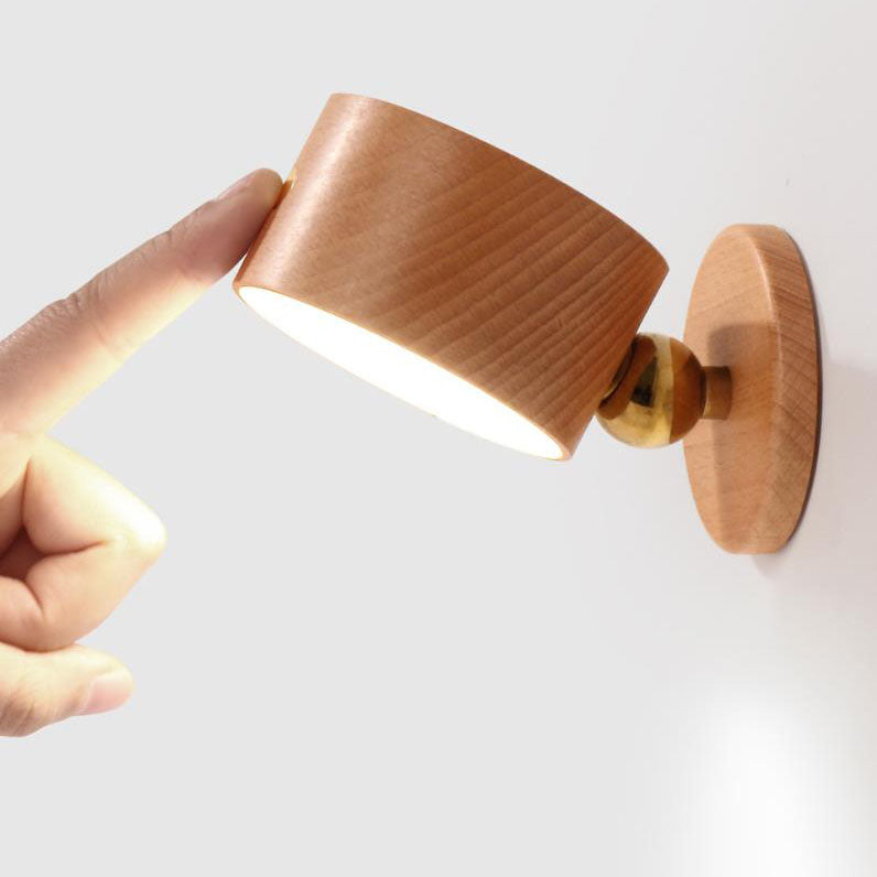Rechargeable Wooden Rotating LED Wall Sconce