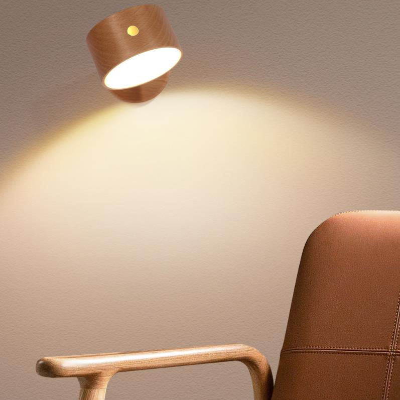 Rechargeable Wooden Rotating LED Wall Sconce