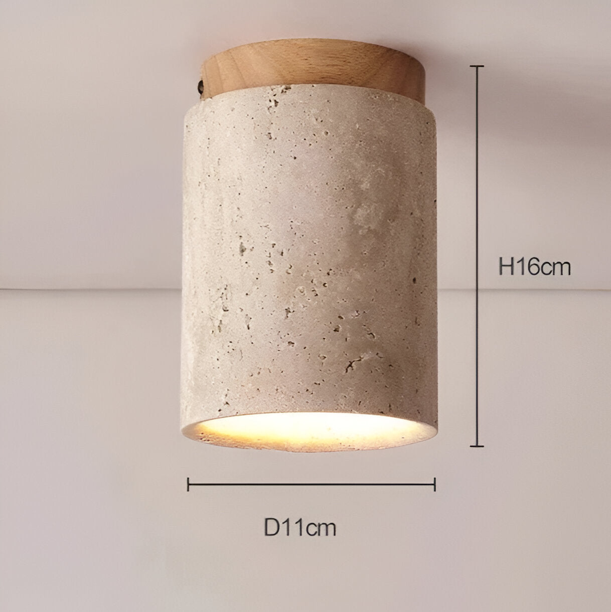 Natural Travertine LED Cylinder Ceiling Light