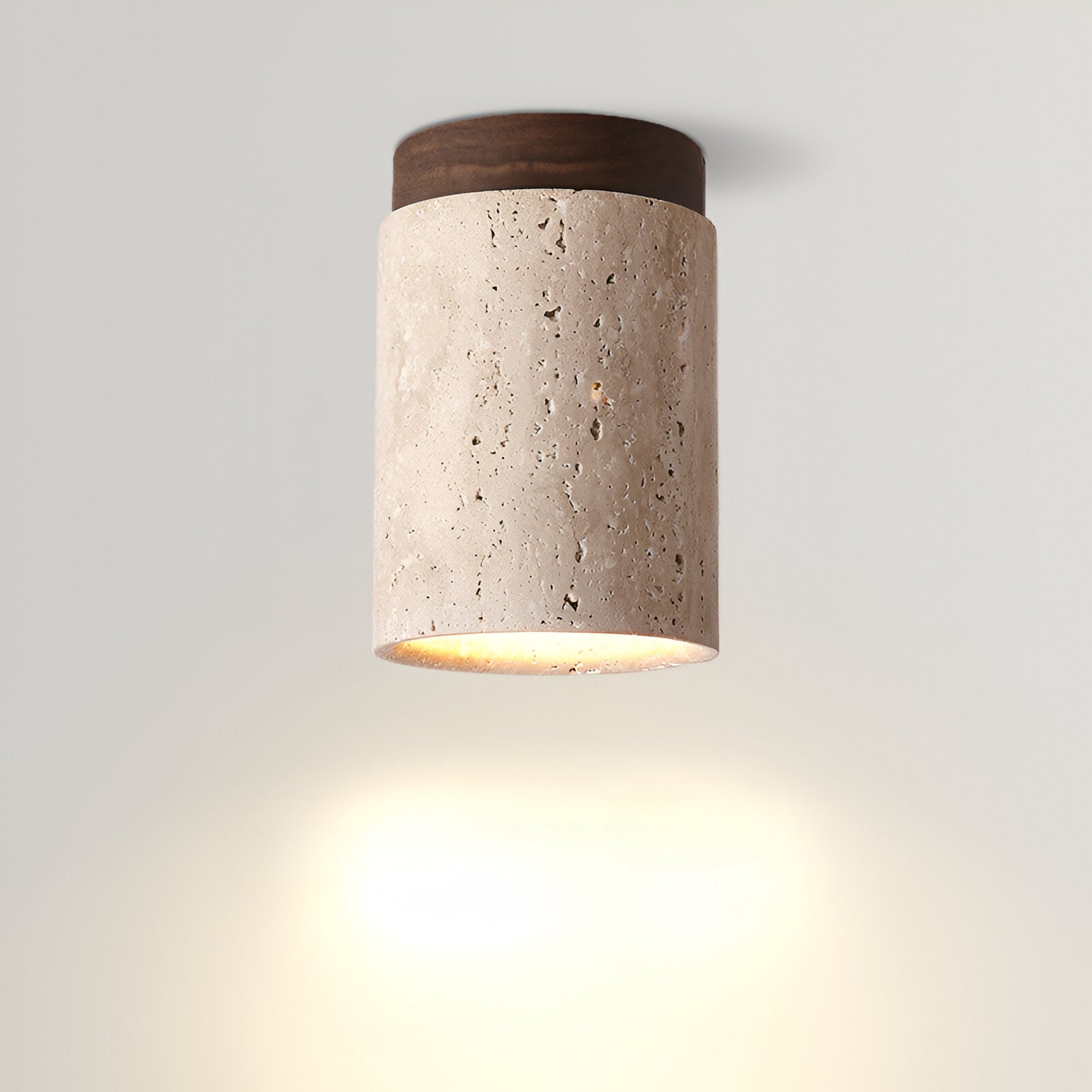 Natural Travertine LED Cylinder Ceiling Light