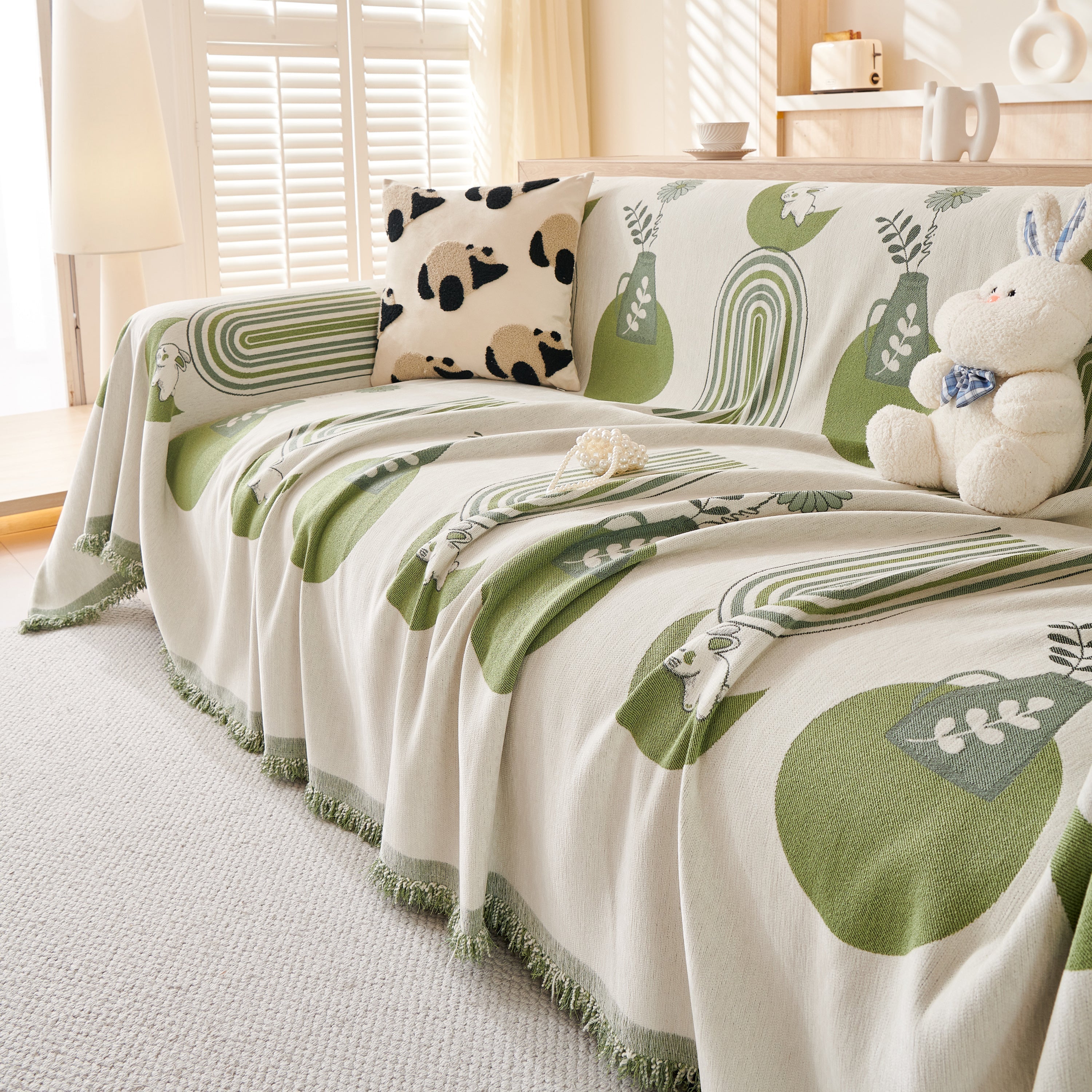 Reversible Chenille Animal Throw with Fringe