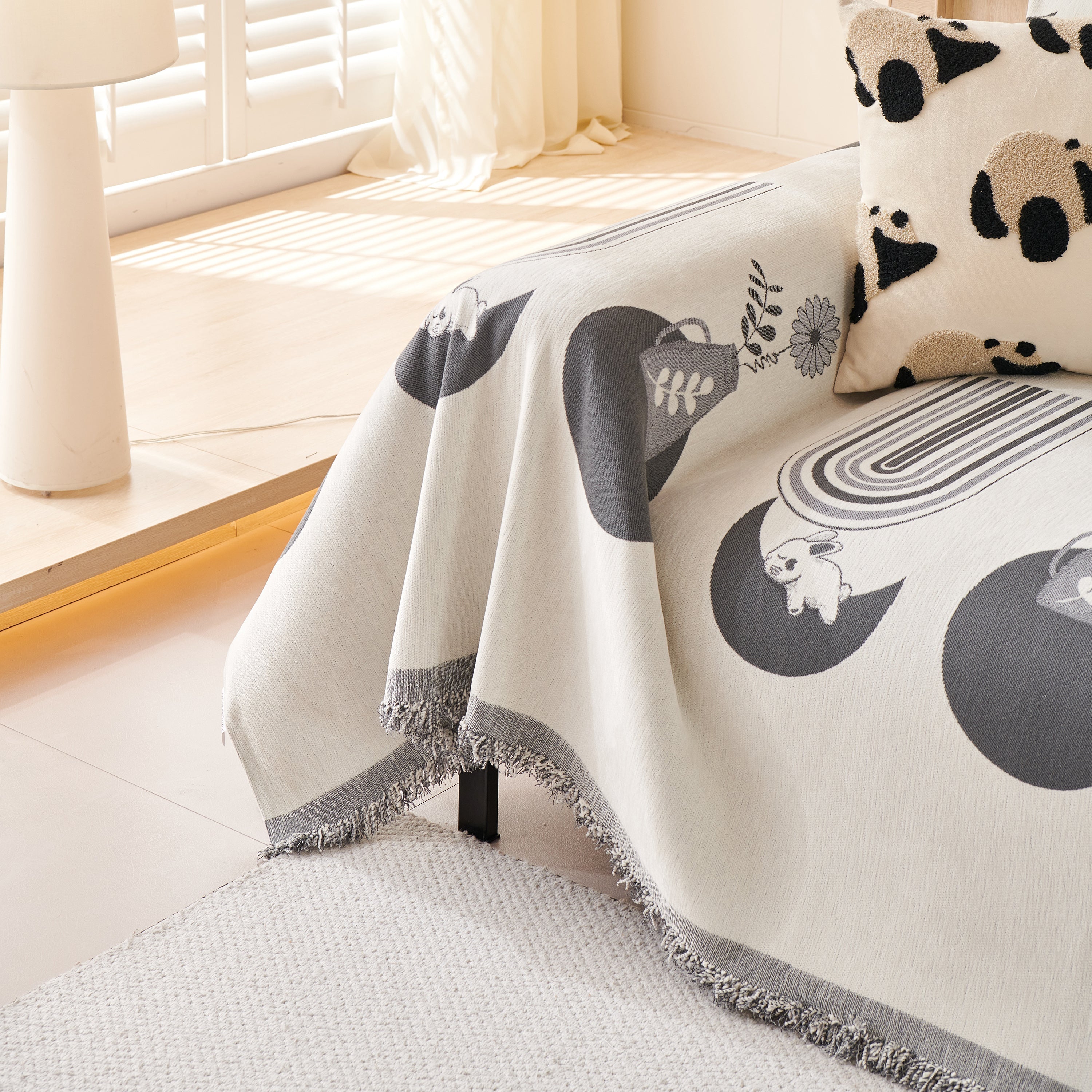 Reversible Chenille Animal Throw with Fringe