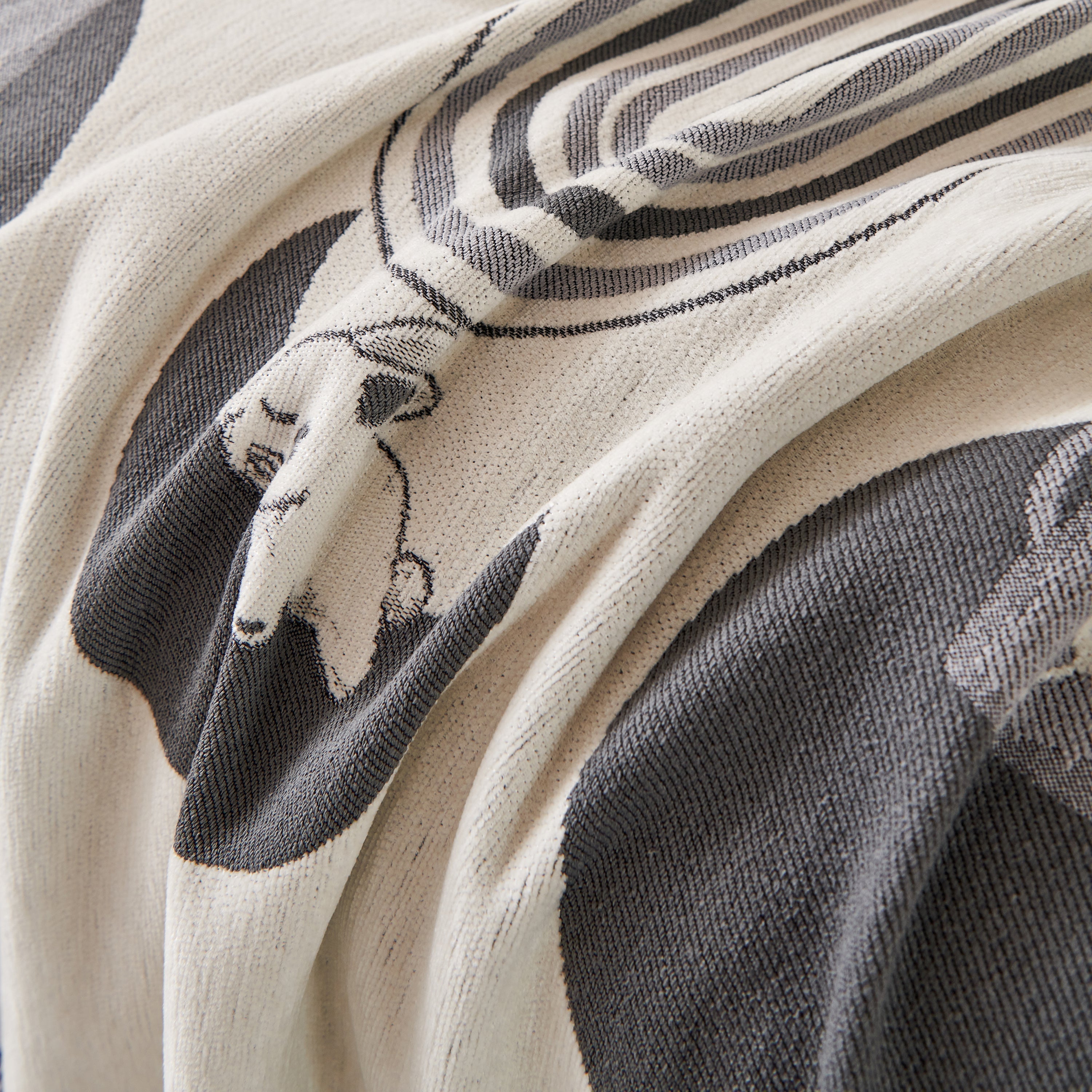 Reversible Chenille Animal Throw with Fringe