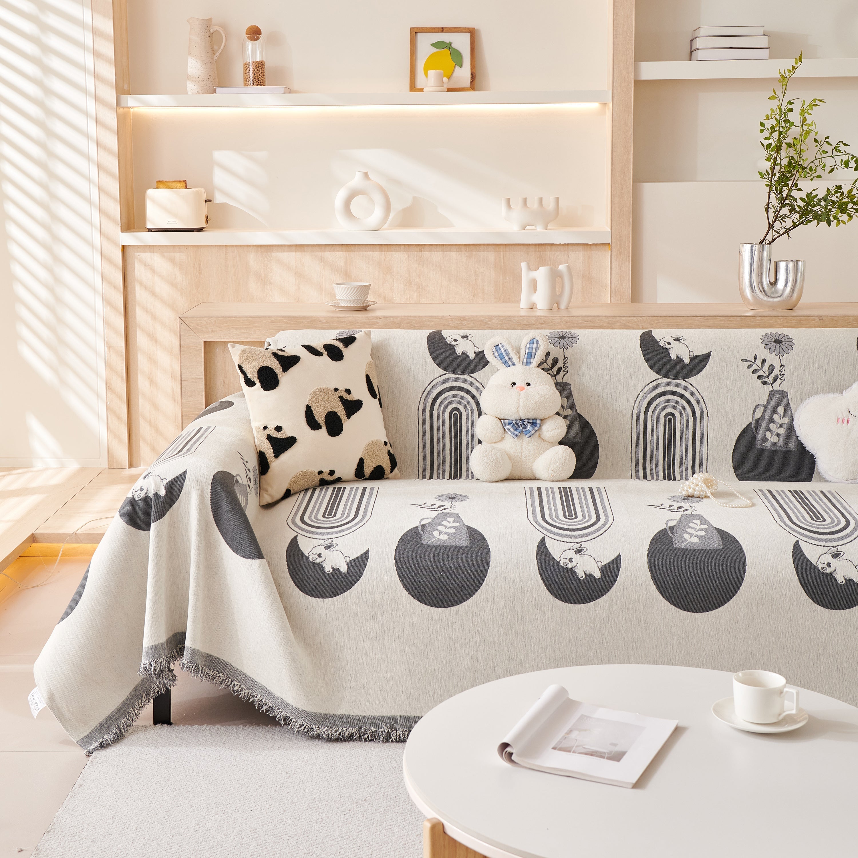 Reversible Chenille Animal Throw with Fringe
