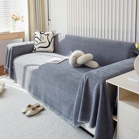 Reversible Chenille Sofa Throw with Fringe
