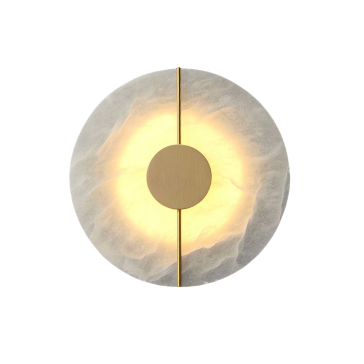 Round Marble LED Wall Sconce with Gold Accent