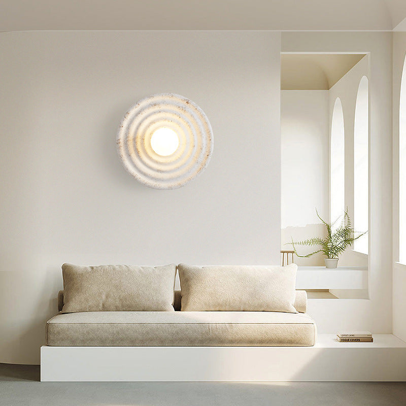 Round Resin Wall Sconce with Concentric Rings