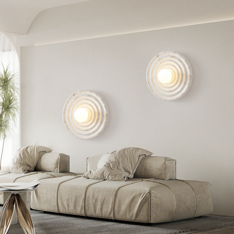 Round Resin Wall Sconce with Concentric Rings