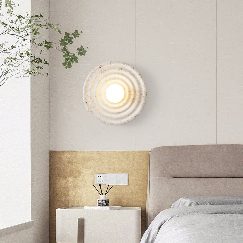 Round Resin Wall Sconce with Concentric Rings