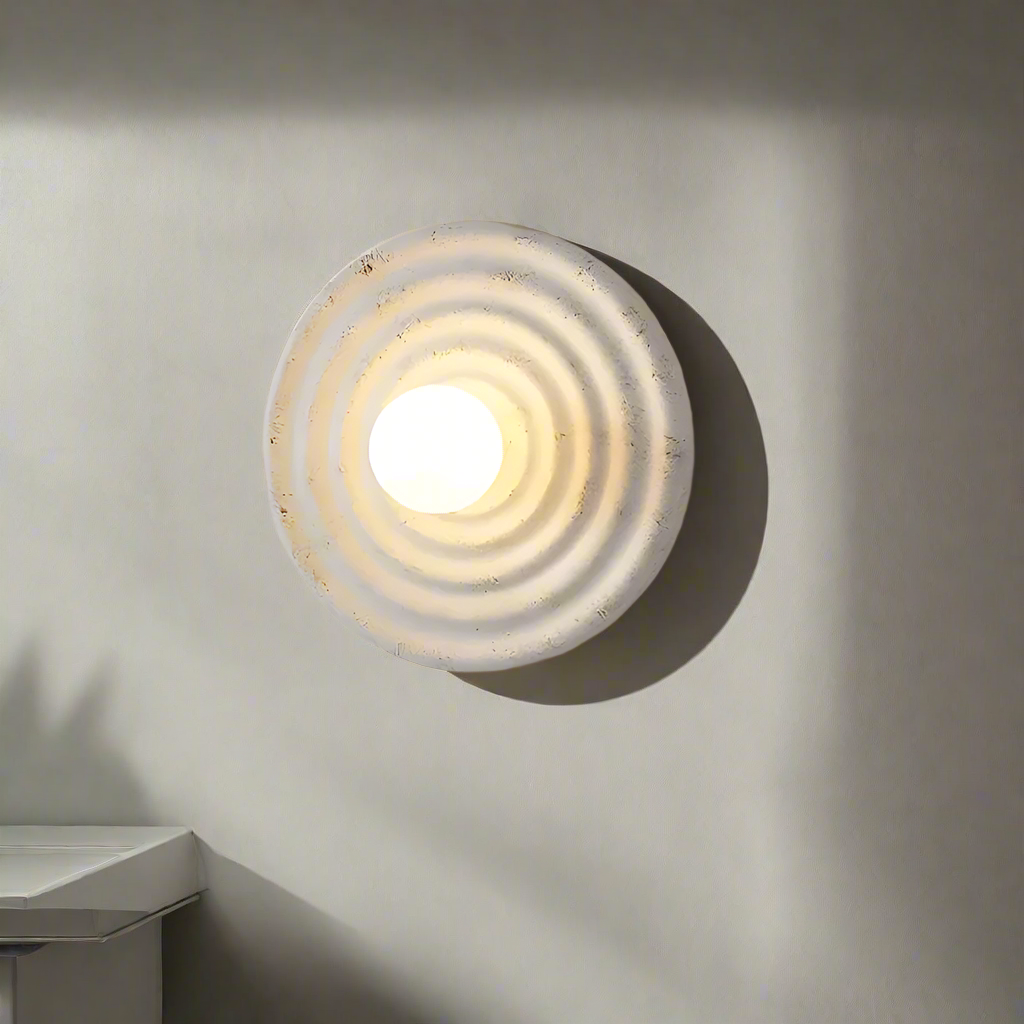 Round Resin Wall Sconce with Concentric Rings