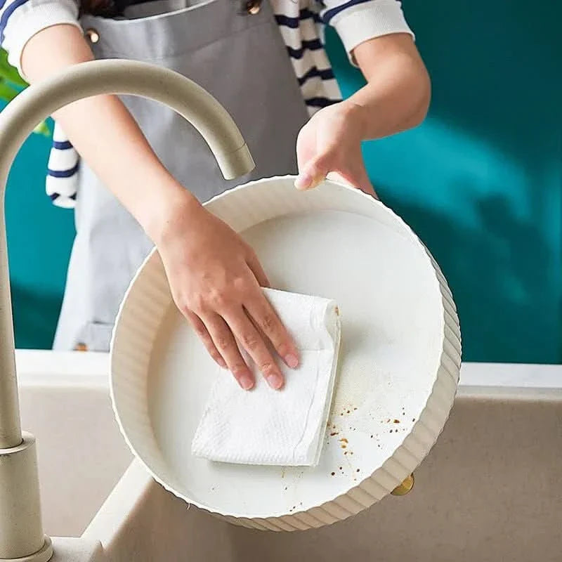 Round Rotating Storage Tray with Raised Edges