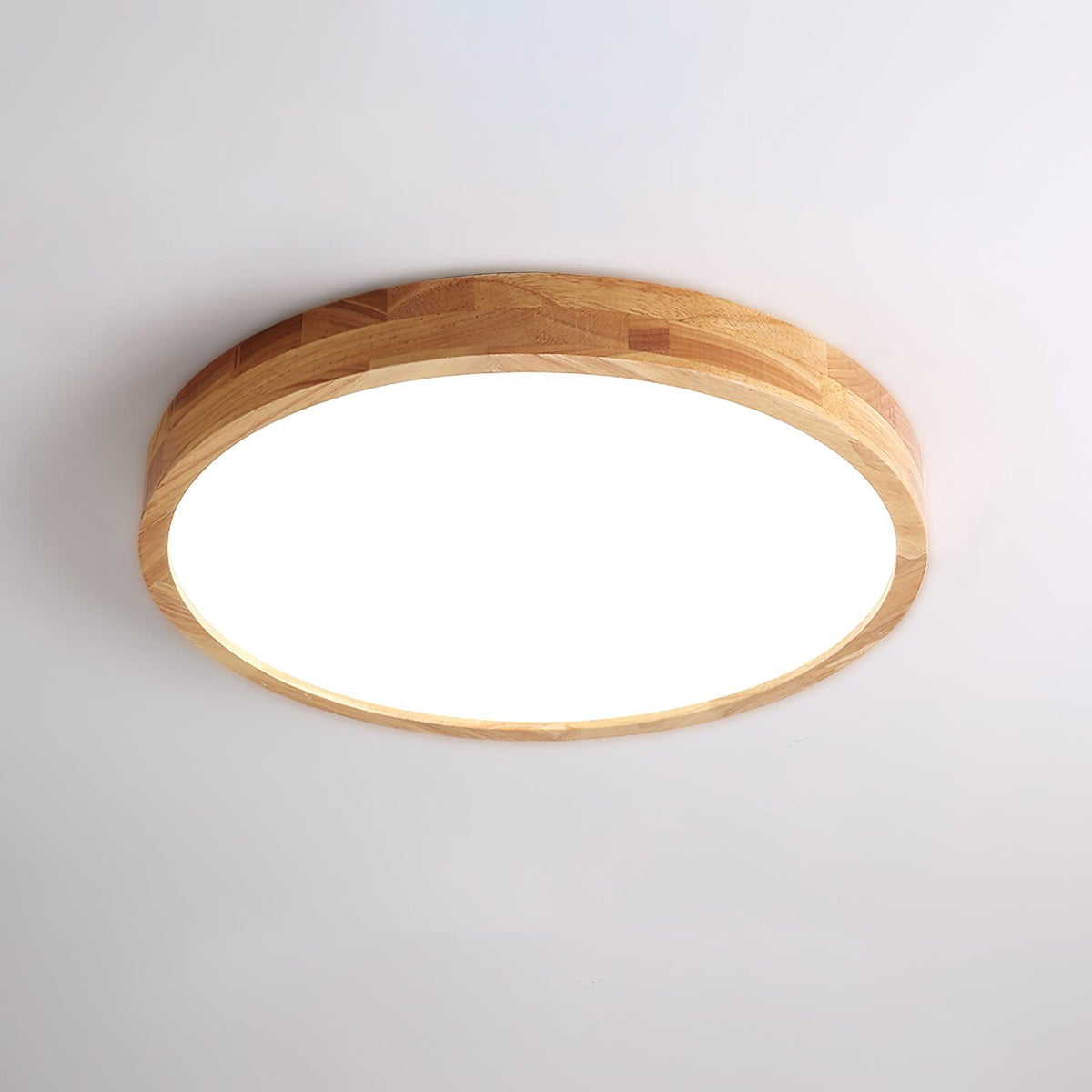 Round Wood Ring LED Flush Ceiling Light