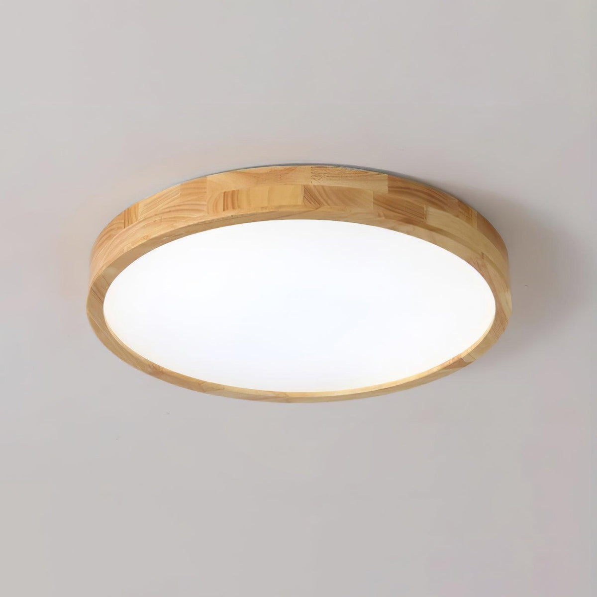 Round Wood Ring LED Flush Ceiling Light