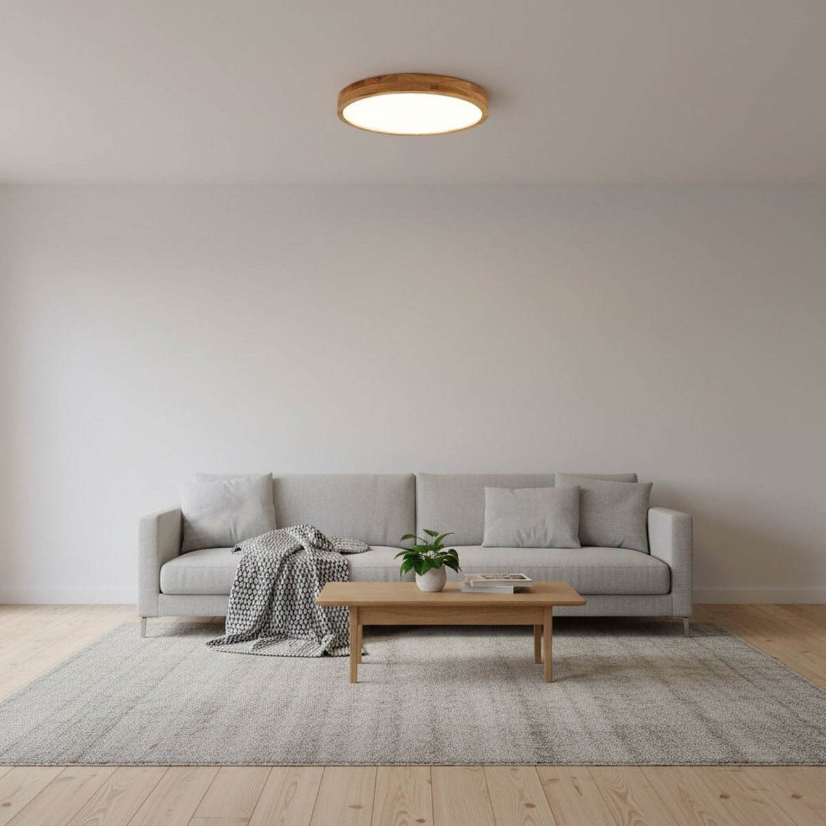Round Wood Ring LED Flush Ceiling Light