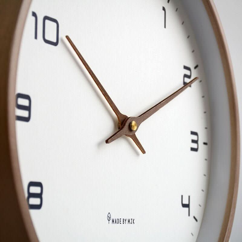 Round Wooden Wall Clock with Silent Movement