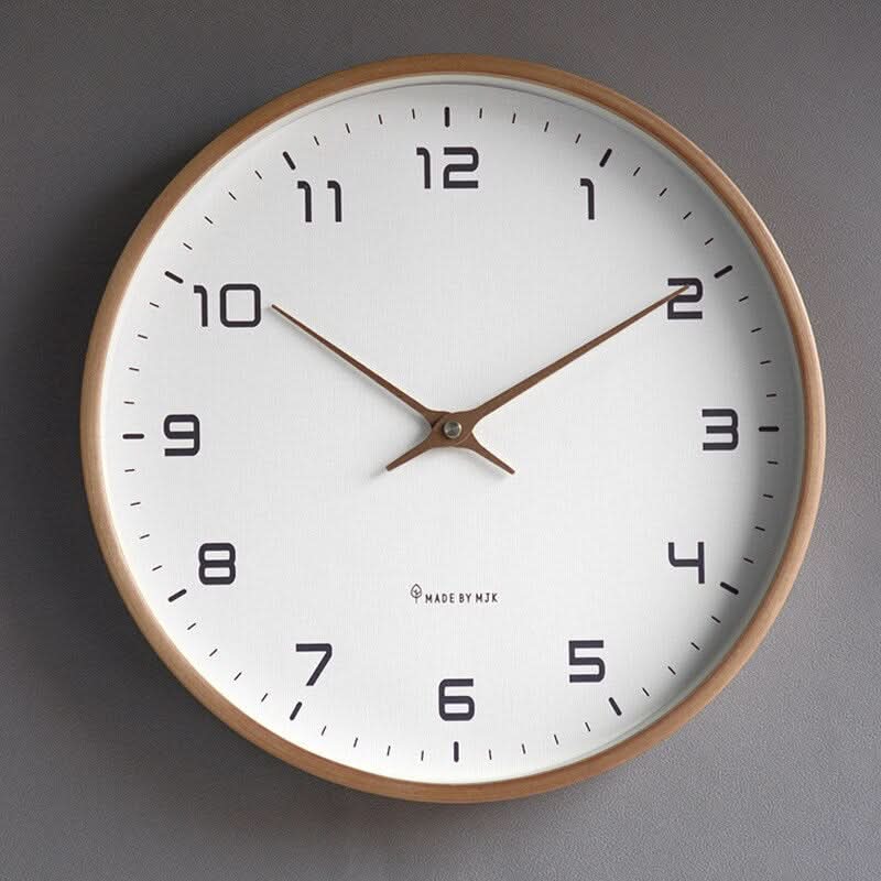 Round Wooden Wall Clock with Silent Movement