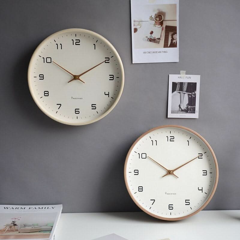 Round Wooden Wall Clock with Silent Movement