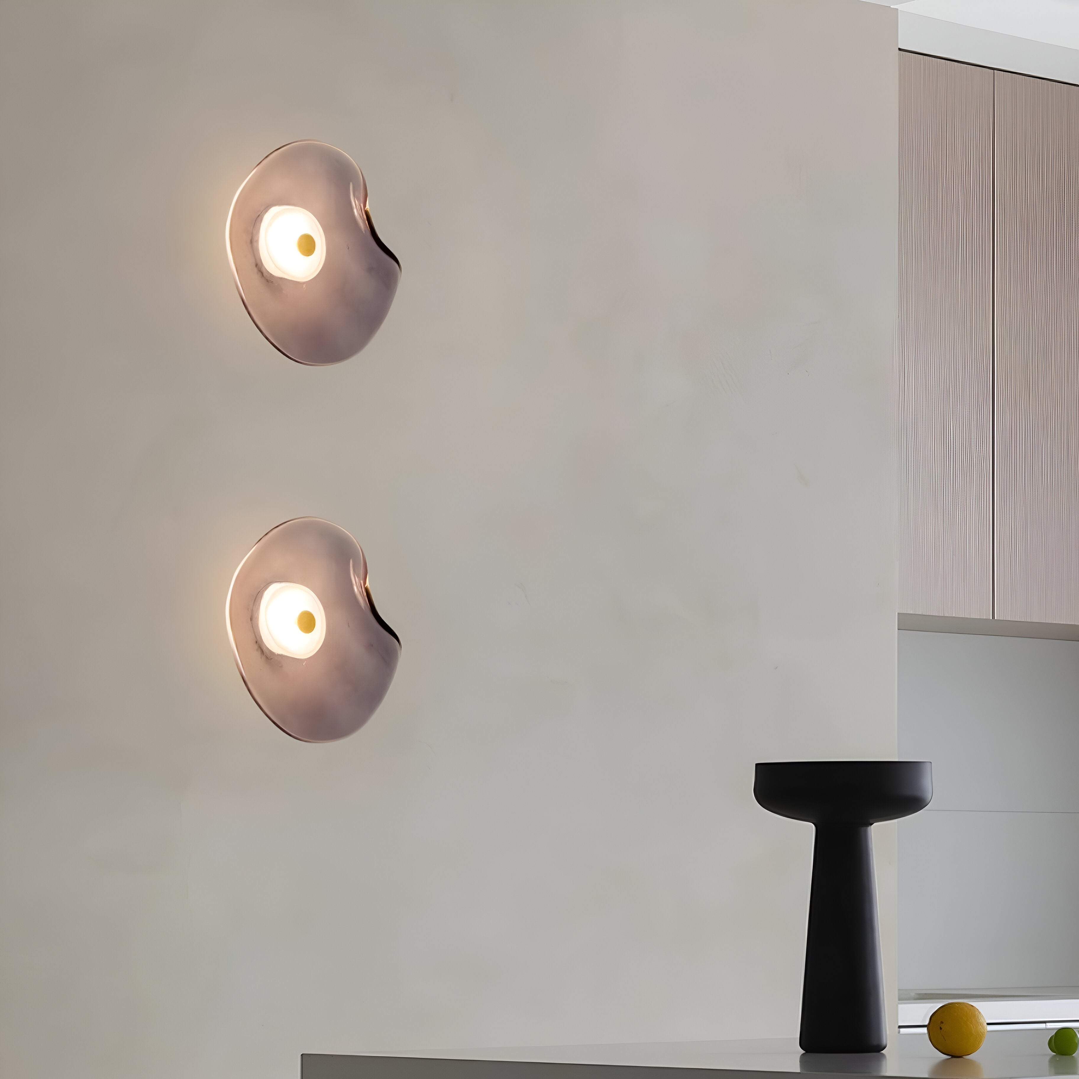Japandi Glass Wall Sconce with Curved Shade