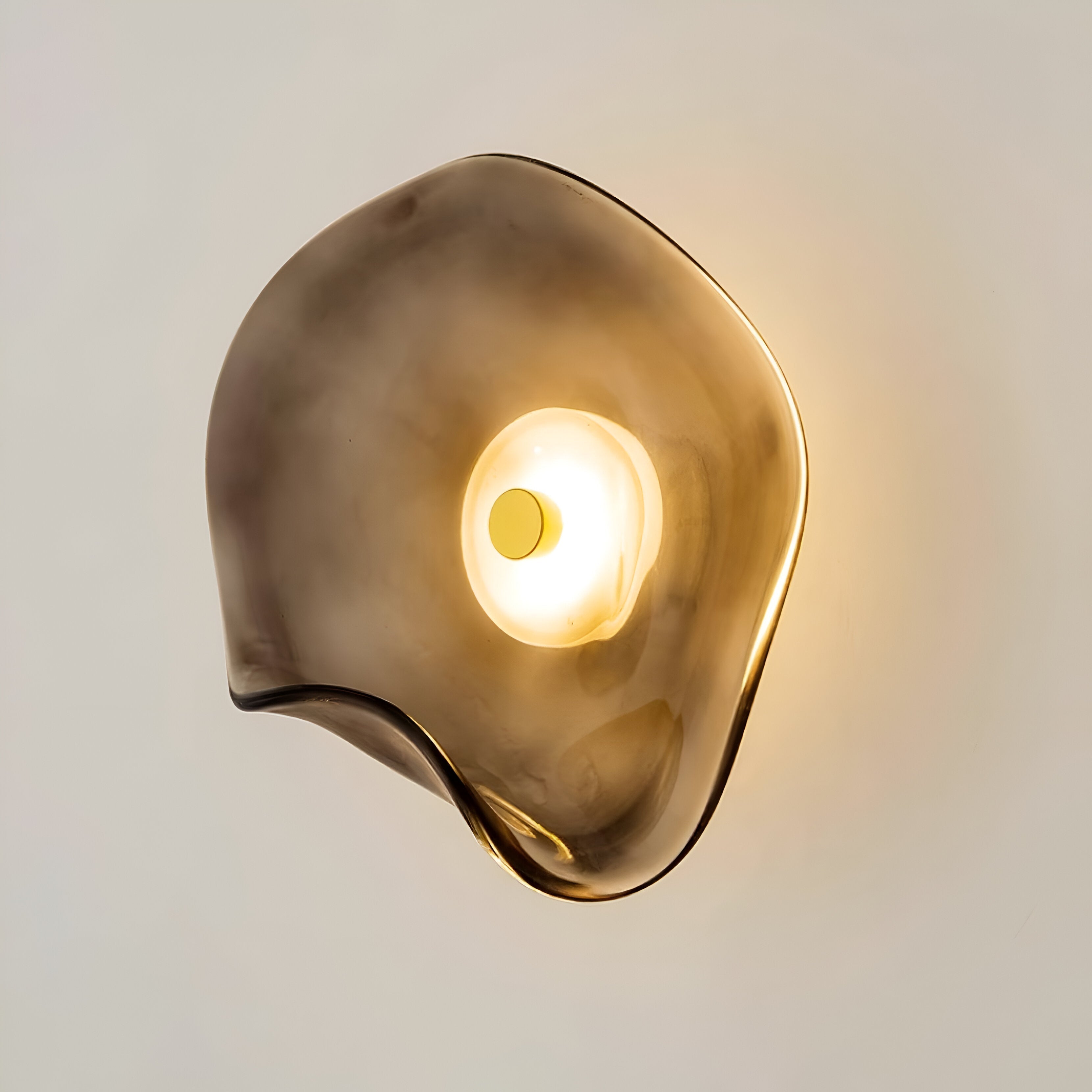 Japandi Glass Wall Sconce with Curved Shade