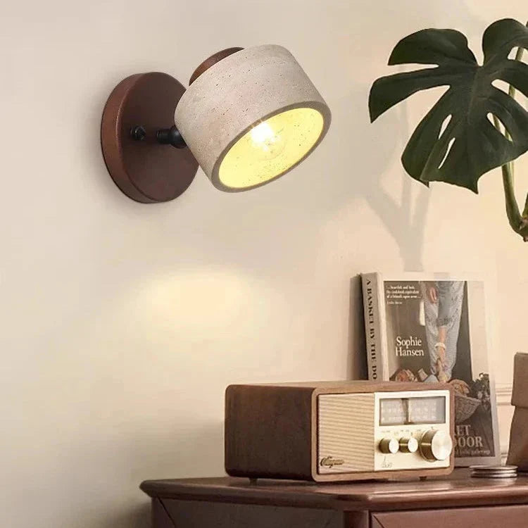 Travertine Wood Wall Sconce with Pivot Shade
