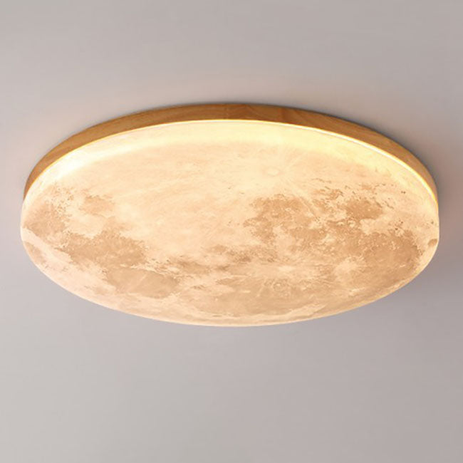 Nordic Wood LED Ceiling Light with Moon Glow