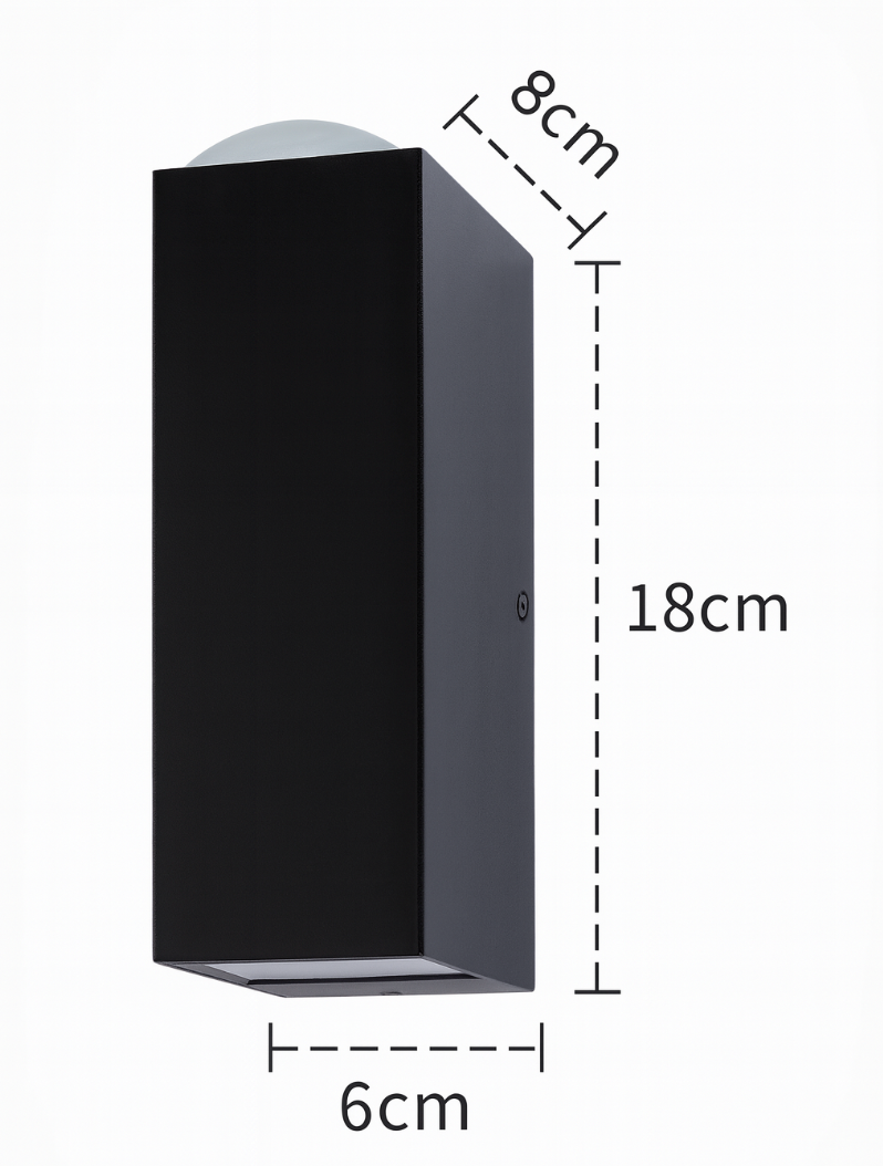 Black Aluminum Wall Sconce with Dual LED Glow