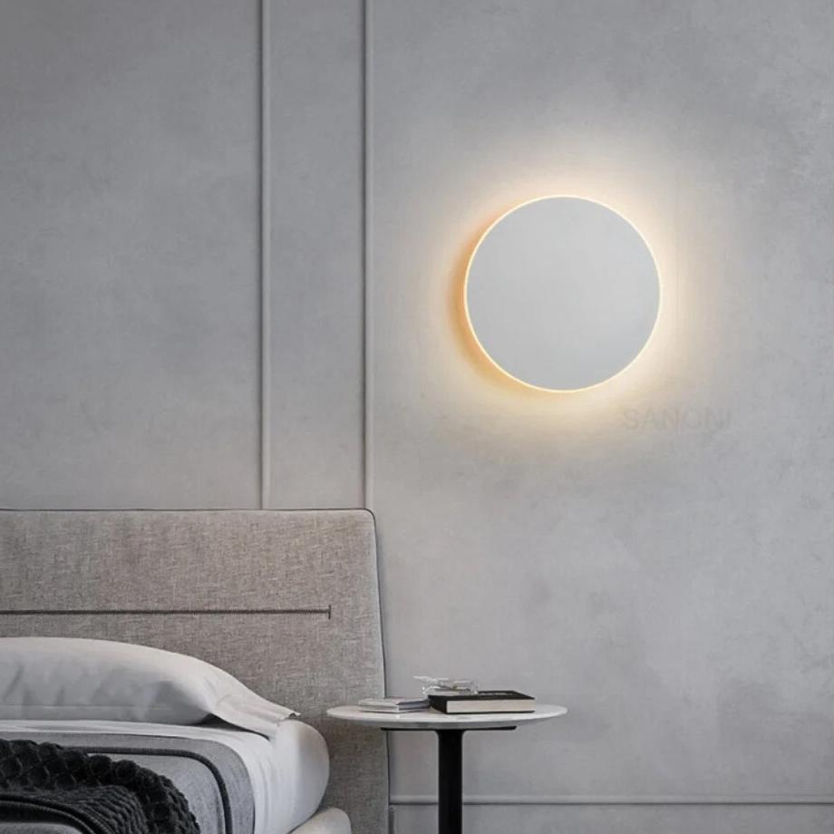 Modern Round LED Wall Sconce with Halo Glow